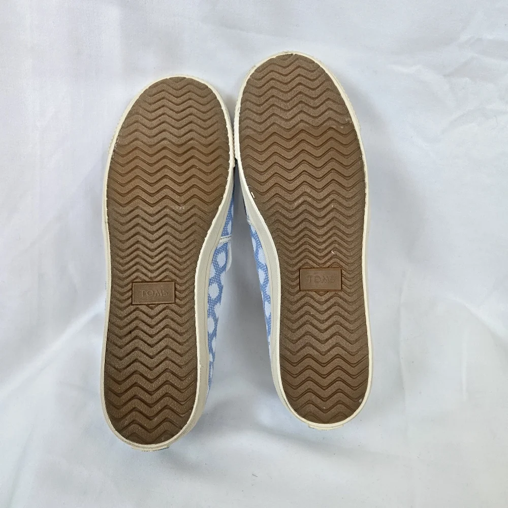 TOMS Women's Canvas Clemente Bliss Blue White Diamond Print Slip-On Shoes Size 9